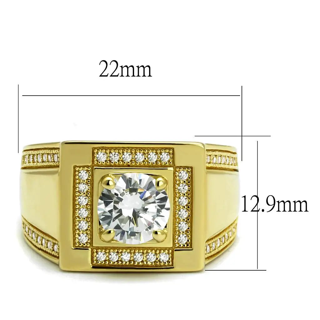 TS552 - Gold 925 Sterling Silver Ring with AAA Grade CZ in Clear - Alamode - Flyclothing LLC