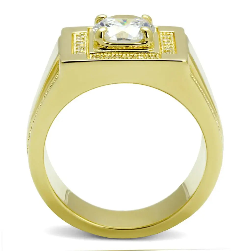 TS552 - Gold 925 Sterling Silver Ring with AAA Grade CZ in Clear - Alamode - Flyclothing LLC