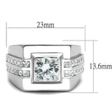 TS553 - Rhodium 925 Sterling Silver Ring with AAA Grade CZ  in Clear - Alamode