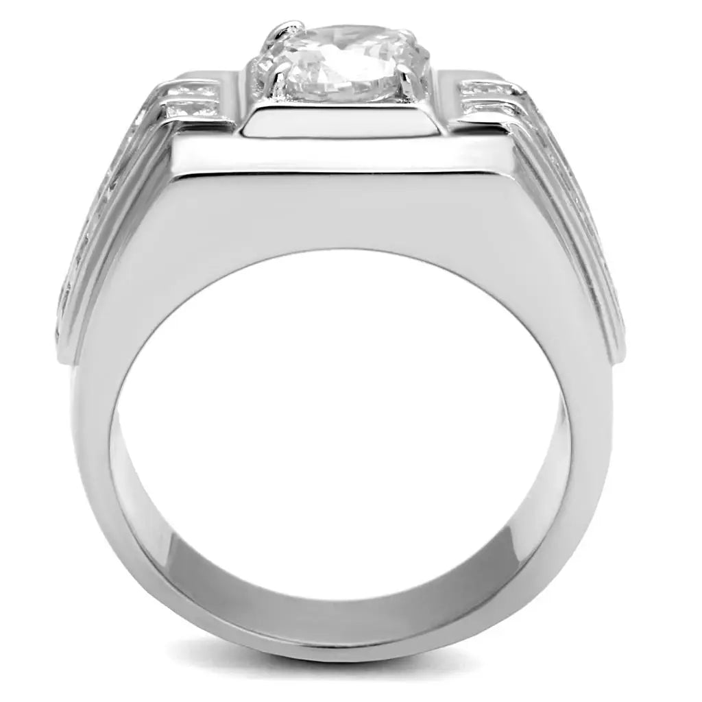TS553 - Rhodium 925 Sterling Silver Ring with AAA Grade CZ in Clear - Alamode - Flyclothing LLC