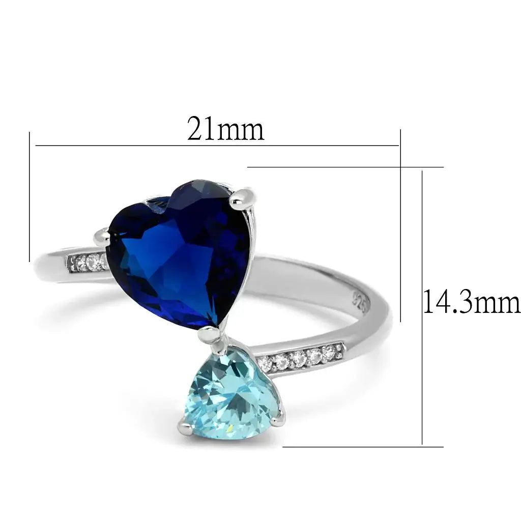 TS554 - Rhodium 925 Sterling Silver Ring with Synthetic Synthetic Glass in Montana - Alamode - Flyclothing LLC