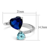 TS554 - Rhodium 925 Sterling Silver Ring with Synthetic Synthetic Glass in Montana - Alamode