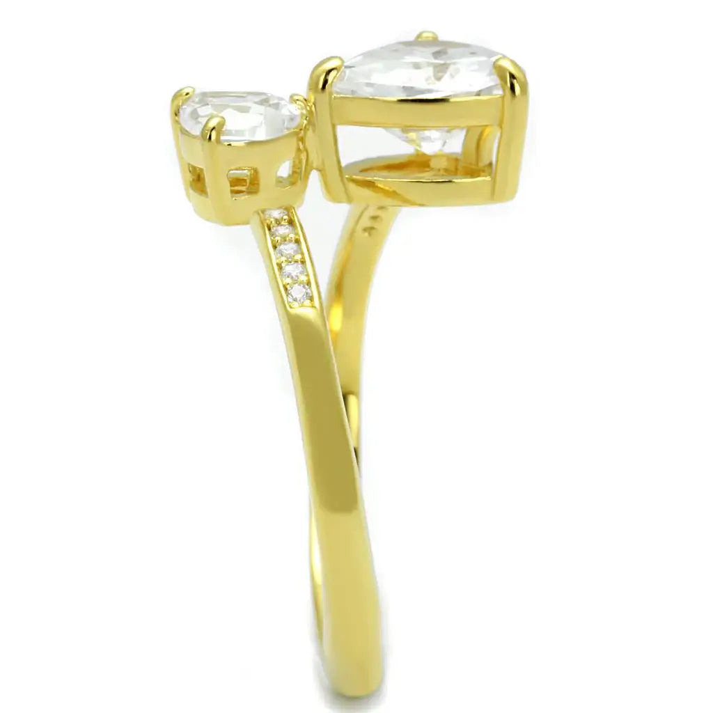 TS555 - Gold 925 Sterling Silver Ring with AAA Grade CZ in Clear - Alamode - Flyclothing LLC