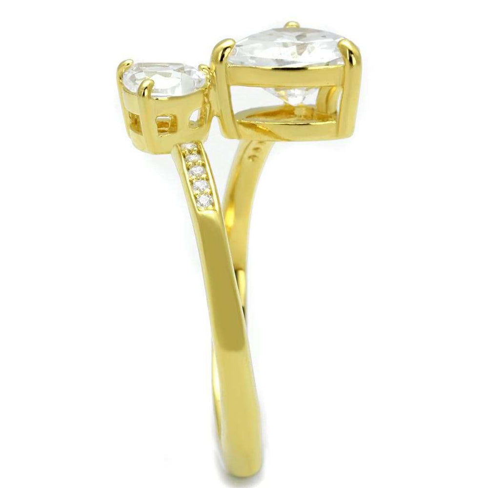 TS555 - Gold 925 Sterling Silver Ring with AAA Grade CZ in Clear - Alamode - Flyclothing LLC