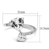 TS556 - Rhodium 925 Sterling Silver Ring with AAA Grade CZ  in Clear - Alamode