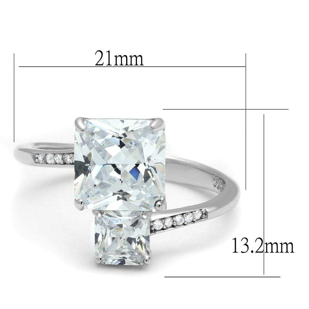 TS557 - Rhodium 925 Sterling Silver Ring with AAA Grade CZ in Clear - Alamode - Flyclothing LLC