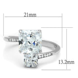 TS557 - Rhodium 925 Sterling Silver Ring with AAA Grade CZ  in Clear - Alamode
