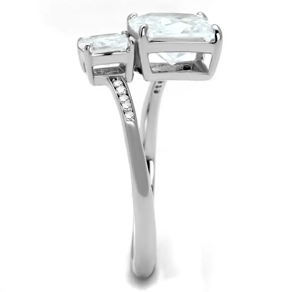 TS557 - Rhodium 925 Sterling Silver Ring with AAA Grade CZ in Clear - Alamode - Flyclothing LLC
