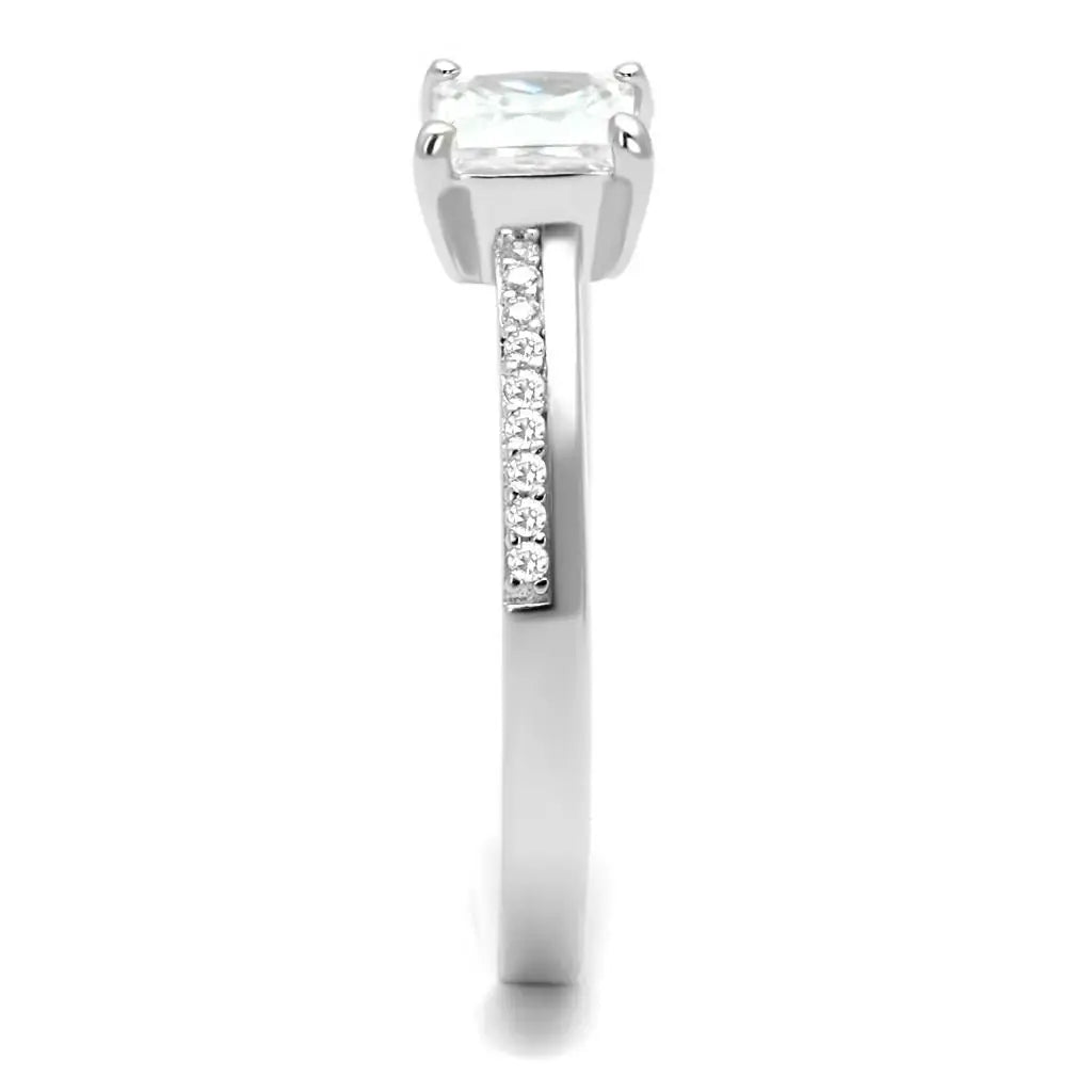 TS558 - Rhodium 925 Sterling Silver Ring with AAA Grade CZ in Clear - Alamode - Flyclothing LLC