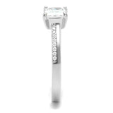 TS558 - Rhodium 925 Sterling Silver Ring with AAA Grade CZ  in Clear - Alamode