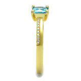 TS559 - Gold 925 Sterling Silver Ring with AAA Grade CZ  in Sea Blue - Alamode