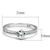 TS560 - Rhodium 925 Sterling Silver Ring with AAA Grade CZ in Clear - Alamode - Flyclothing LLC