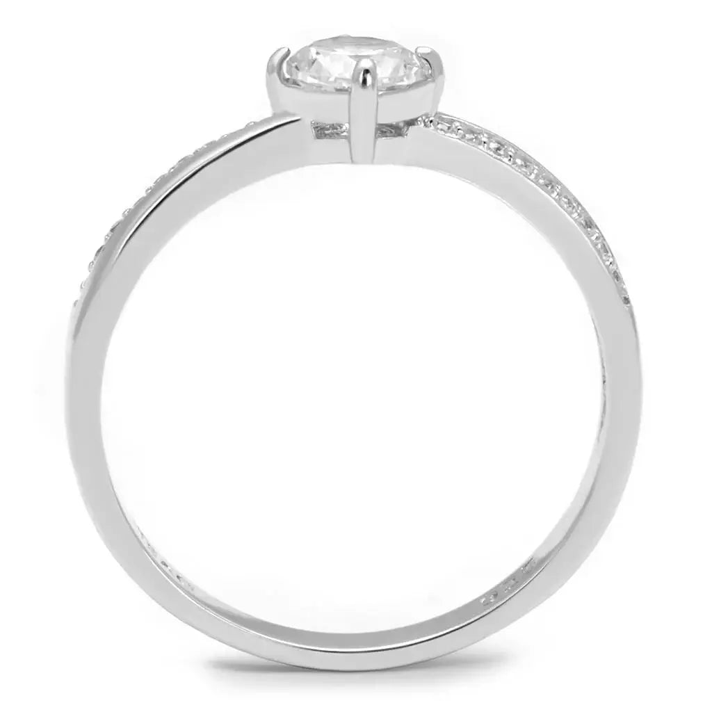 TS560 - Rhodium 925 Sterling Silver Ring with AAA Grade CZ in Clear - Alamode - Flyclothing LLC