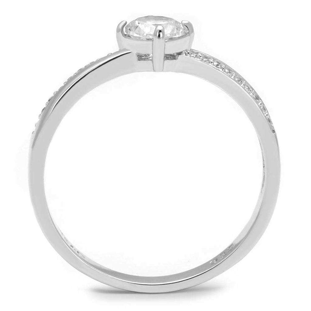 TS560 - Rhodium 925 Sterling Silver Ring with AAA Grade CZ in Clear - Alamode - Flyclothing LLC