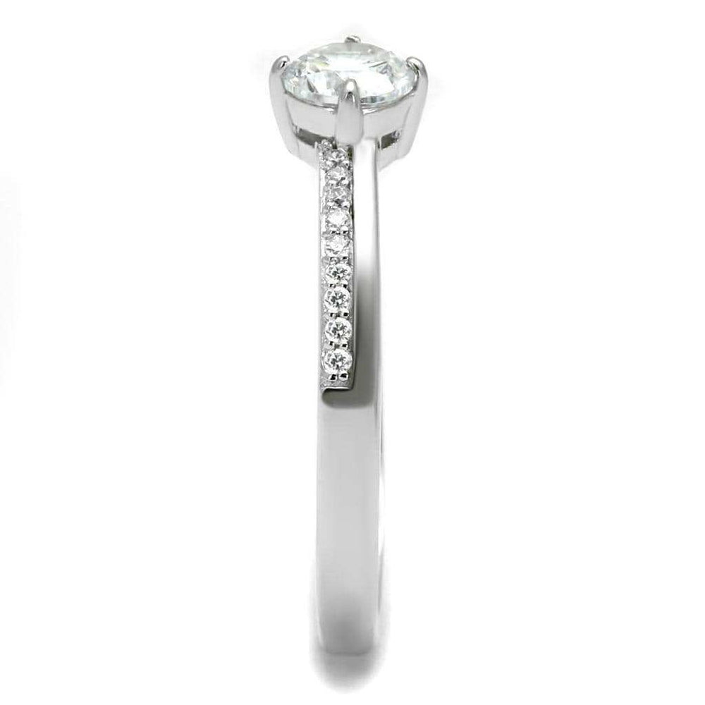 TS560 - Rhodium 925 Sterling Silver Ring with AAA Grade CZ in Clear - Alamode - Flyclothing LLC