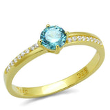 TS561 - Gold 925 Sterling Silver Ring with AAA Grade CZ in Sea Blue - Alamode - Flyclothing LLC