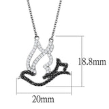TS563 - Rhodium + Ruthenium 925 Sterling Silver Chain Pendant with AAA Grade CZ  in Clear - Alamode