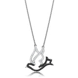 TS563 - Rhodium + Ruthenium 925 Sterling Silver Chain Pendant with AAA Grade CZ  in Clear - Alamode