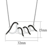 TS564 - Rhodium + Ruthenium 925 Sterling Silver Chain Pendant with AAA Grade CZ  in Clear - Alamode