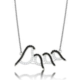 TS564 - Rhodium + Ruthenium 925 Sterling Silver Chain Pendant with AAA Grade CZ in Clear - Alamode - Flyclothing LLC