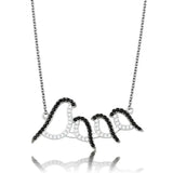 TS564 - Rhodium + Ruthenium 925 Sterling Silver Chain Pendant with AAA Grade CZ  in Clear - Alamode