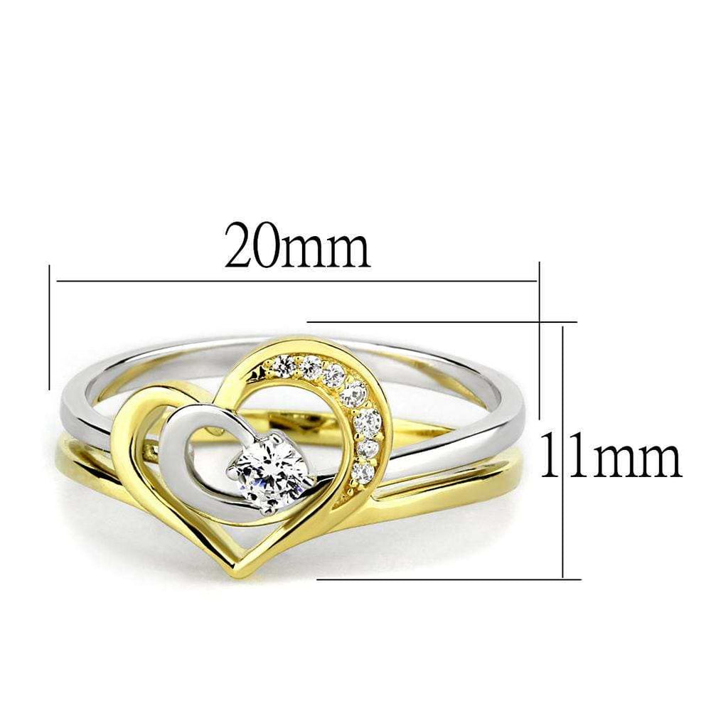 TS565 - Gold+Rhodium 925 Sterling Silver Ring with AAA Grade CZ in Clear - Alamode - Flyclothing LLC