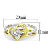 TS565 - Gold+Rhodium 925 Sterling Silver Ring with AAA Grade CZ  in Clear - Alamode