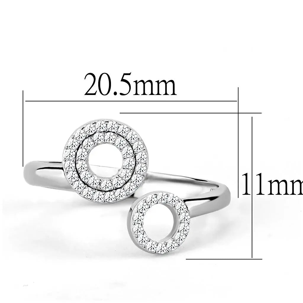 TS567 - Rhodium 925 Sterling Silver Ring with AAA Grade CZ in Clear - Alamode - Flyclothing LLC