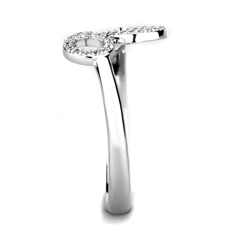 TS567 - Rhodium 925 Sterling Silver Ring with AAA Grade CZ in Clear - Alamode - Flyclothing LLC