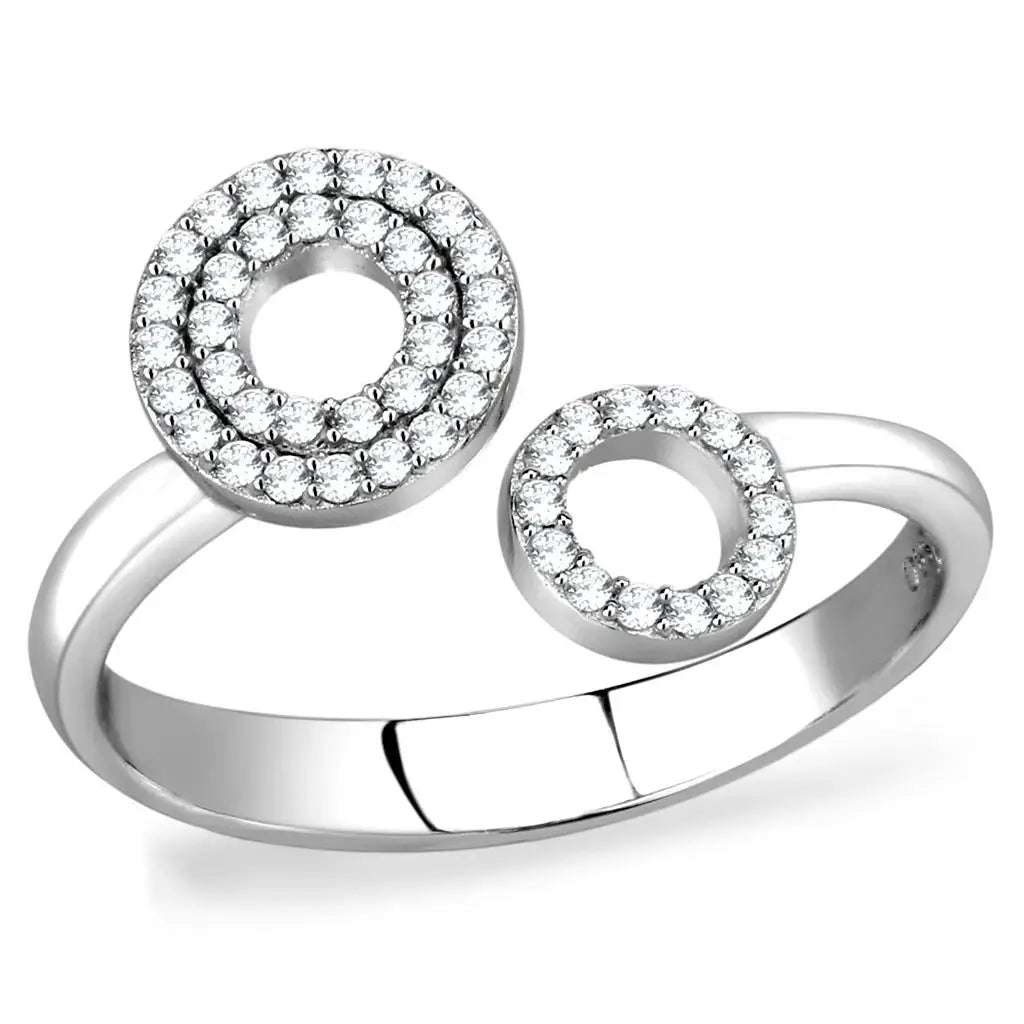TS567 - Rhodium 925 Sterling Silver Ring with AAA Grade CZ in Clear - Alamode - Flyclothing LLC