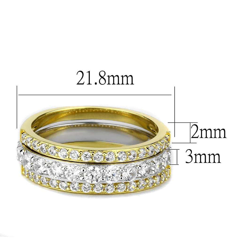 TS568 - Gold+Rhodium 925 Sterling Silver Ring with AAA Grade CZ in Clear - Alamode - Flyclothing LLC