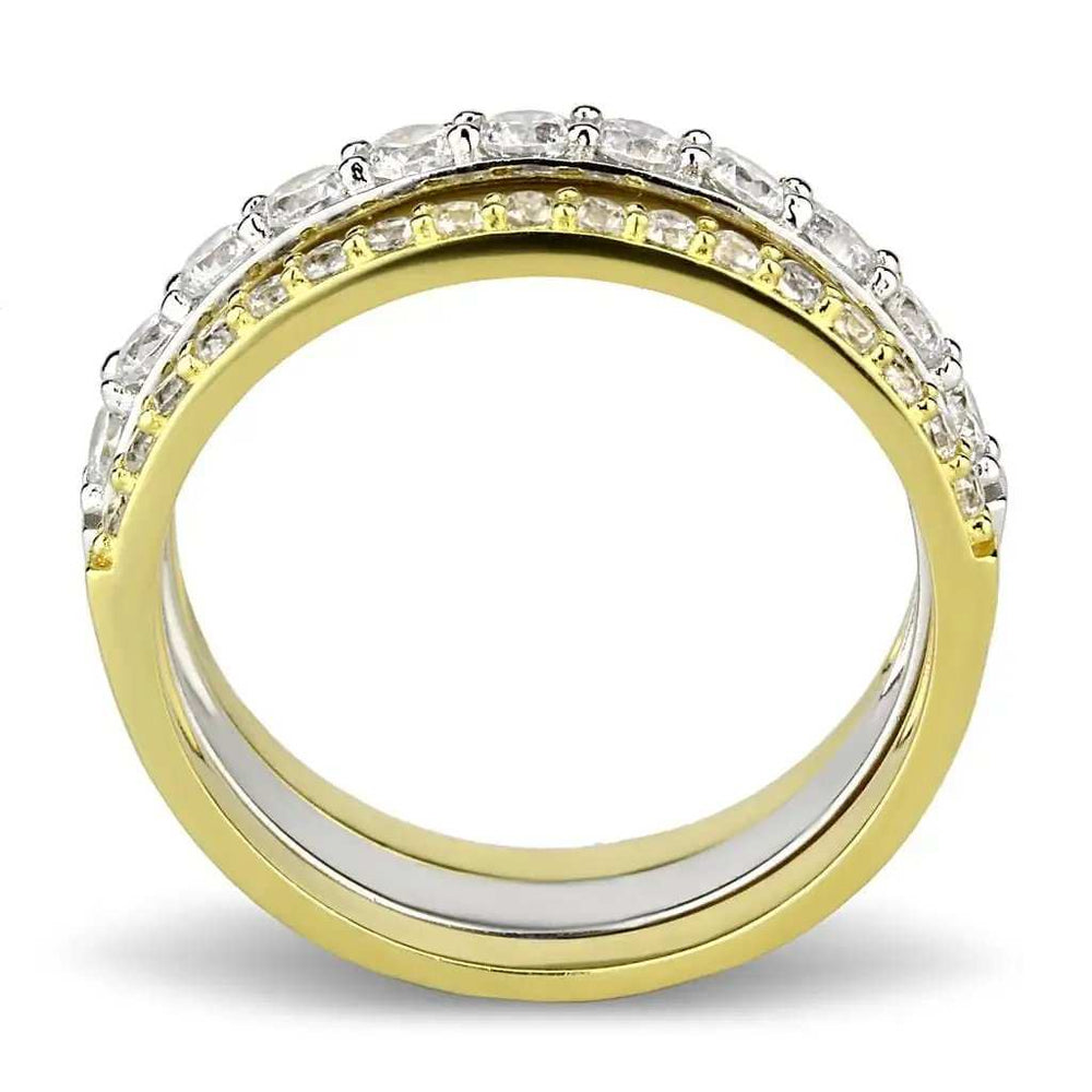 TS568 - Gold+Rhodium 925 Sterling Silver Ring with AAA Grade CZ in Clear - Alamode - Flyclothing LLC