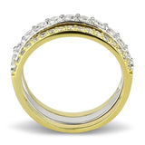 TS568 - Gold+Rhodium 925 Sterling Silver Ring with AAA Grade CZ  in Clear - Alamode