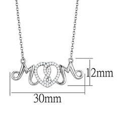 TS571 - Rhodium 925 Sterling Silver Necklace with AAA Grade CZ  in Clear