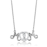 TS571 - Rhodium 925 Sterling Silver Necklace with AAA Grade CZ  in Clear - Alamode