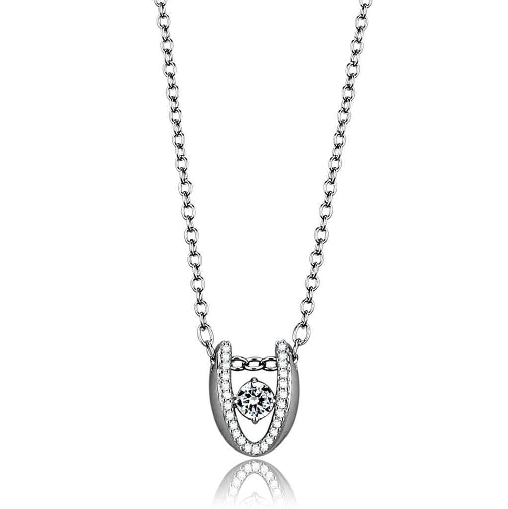 TS572 - Rhodium 925 Sterling Silver Necklace with AAA Grade CZ in Clear - Alamode - Flyclothing LLC