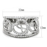 TS573 - Rhodium 925 Sterling Silver Ring with AAA Grade CZ  in Clear - Alamode