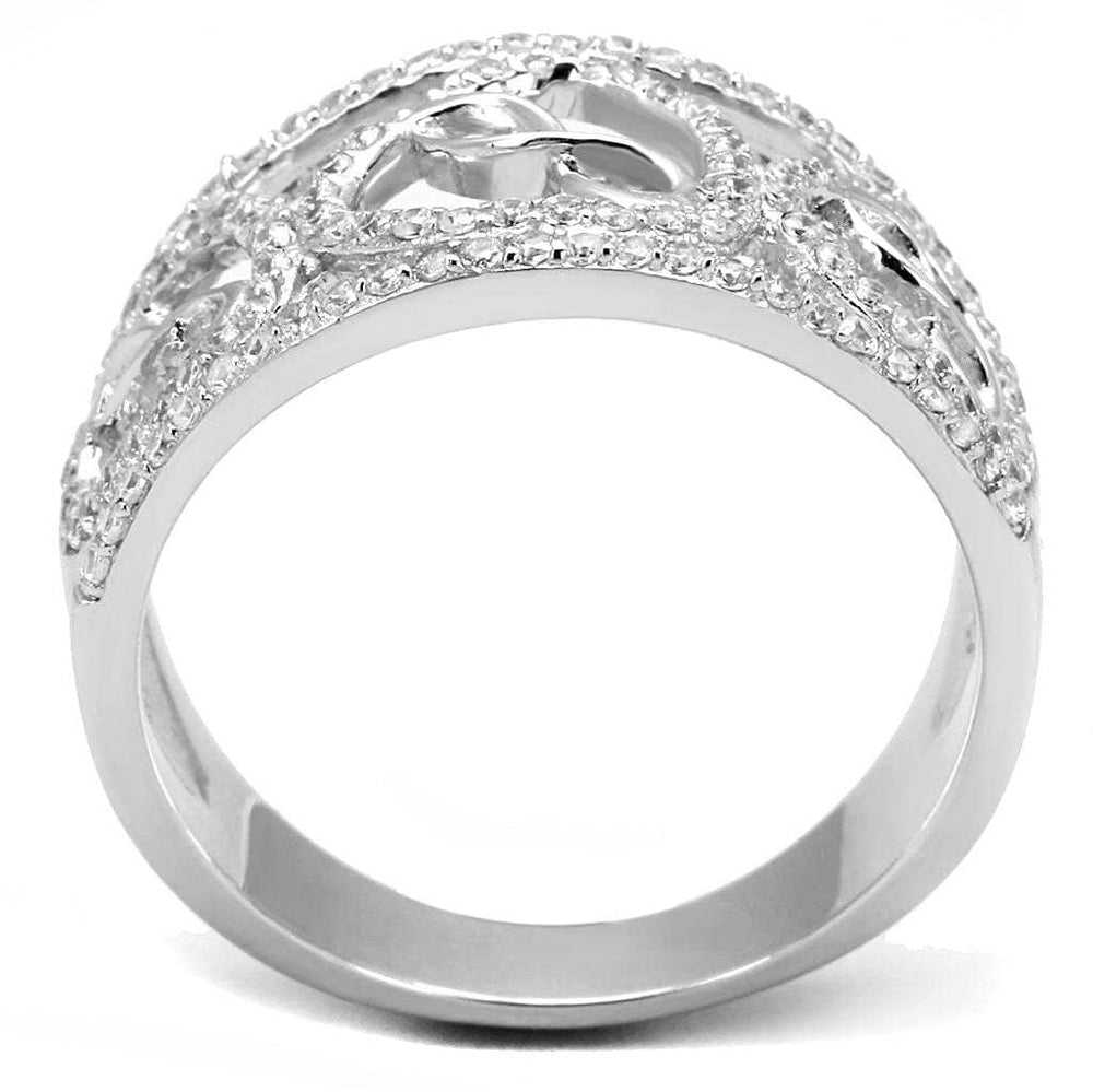 TS573 - Rhodium 925 Sterling Silver Ring with AAA Grade CZ in Clear - Alamode - Flyclothing LLC