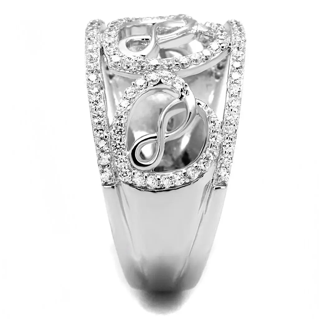 TS573 - Rhodium 925 Sterling Silver Ring with AAA Grade CZ in Clear - Alamode - Flyclothing LLC