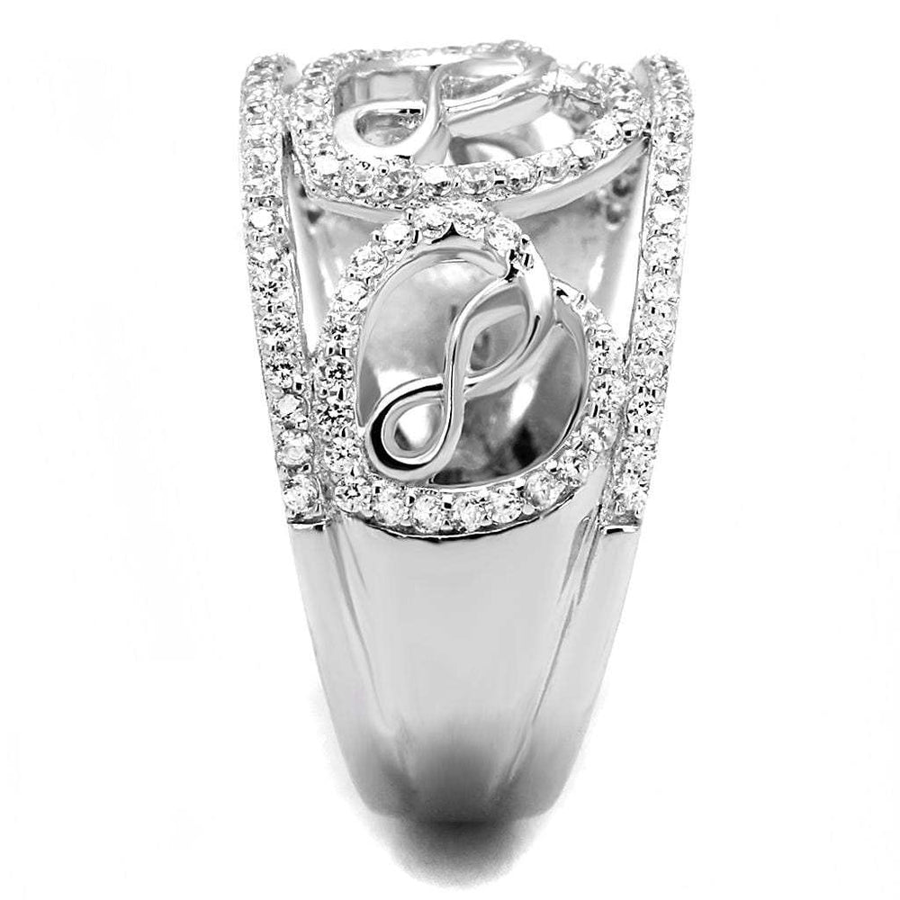 TS573 - Rhodium 925 Sterling Silver Ring with AAA Grade CZ in Clear - Alamode - Flyclothing LLC