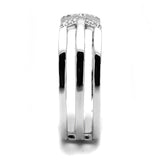 TS574 - Rhodium 925 Sterling Silver Ring with AAA Grade CZ  in Clear - Alamode