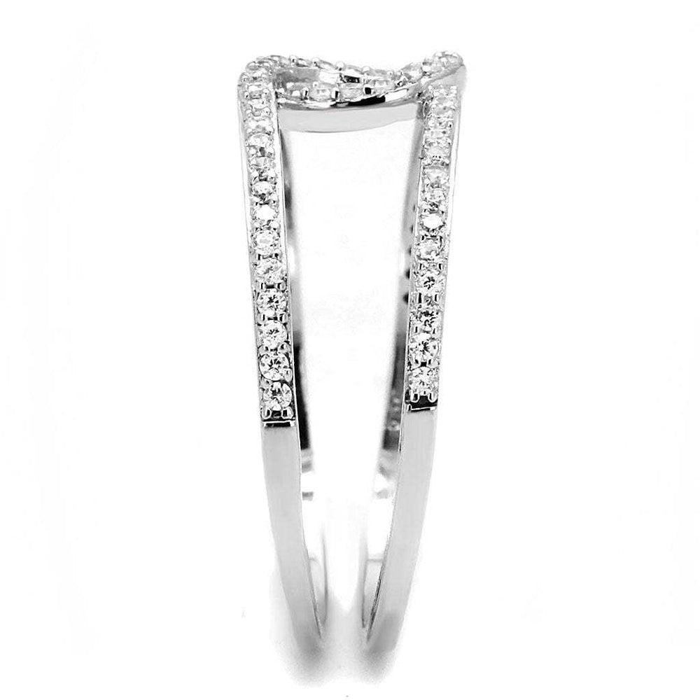 TS575 - Rhodium 925 Sterling Silver Ring with AAA Grade CZ in Clear - Alamode - Flyclothing LLC
