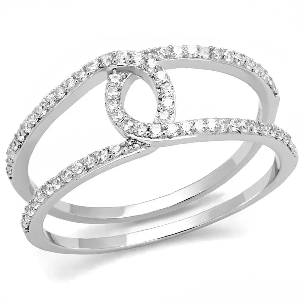 TS575 - Rhodium 925 Sterling Silver Ring with AAA Grade CZ in Clear - Alamode - Flyclothing LLC