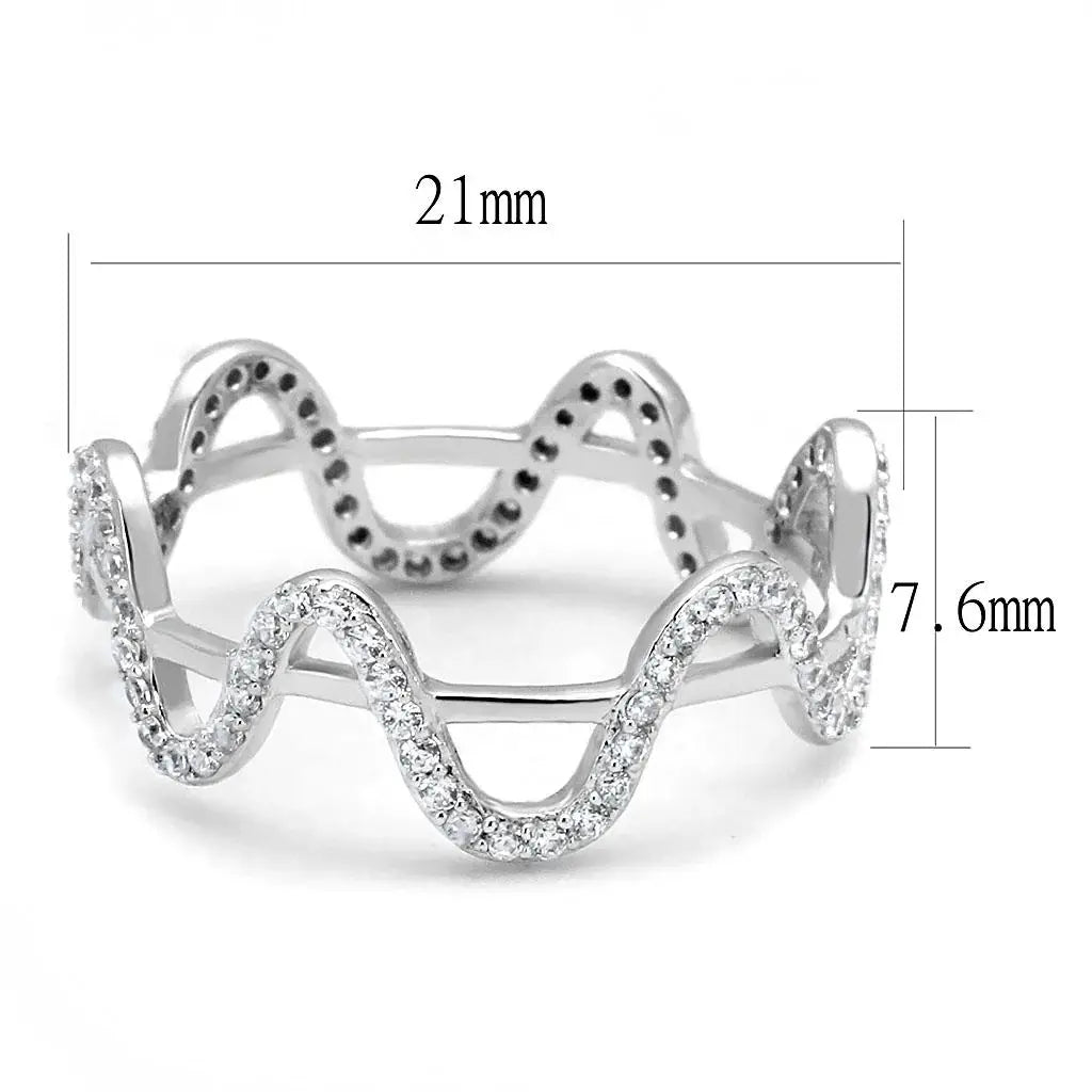 TS576 - Rhodium 925 Sterling Silver Ring with AAA Grade CZ in Clear - Alamode - Flyclothing LLC