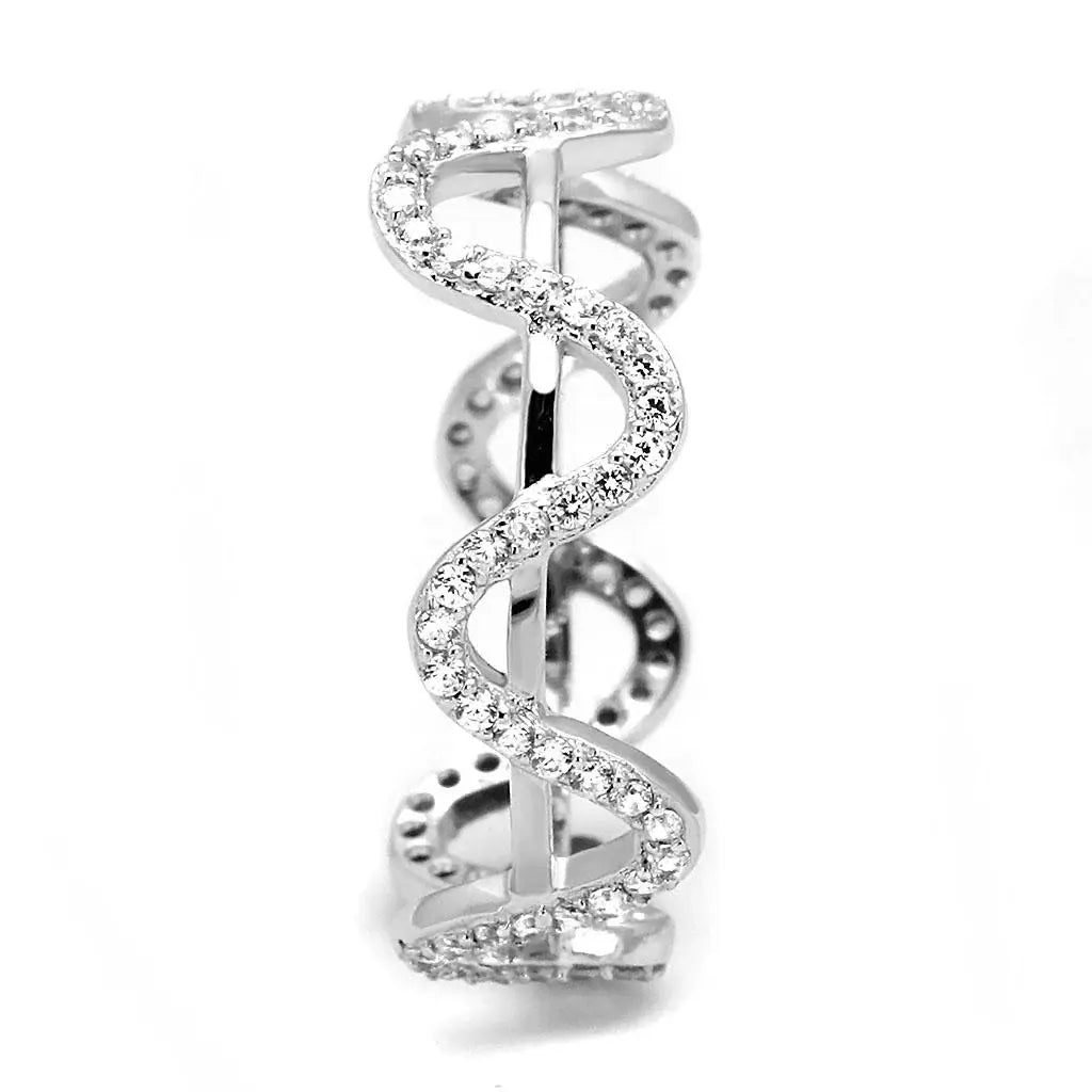 TS576 - Rhodium 925 Sterling Silver Ring with AAA Grade CZ in Clear - Alamode - Flyclothing LLC