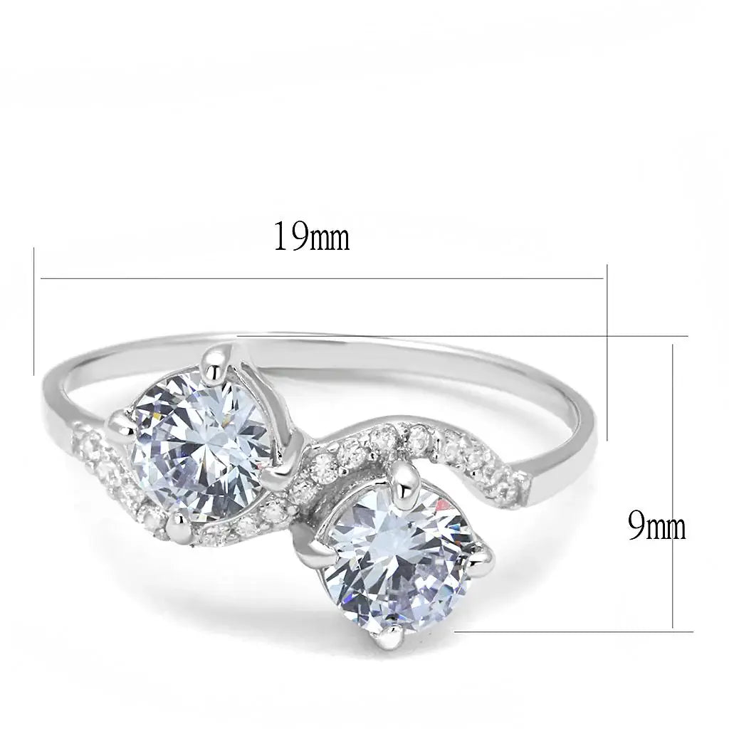 TS577 - Rhodium 925 Sterling Silver Ring with AAA Grade CZ in Light Amethyst - Alamode - Flyclothing LLC