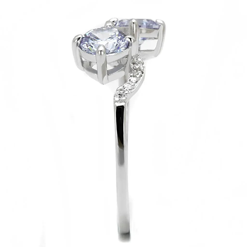 TS577 - Rhodium 925 Sterling Silver Ring with AAA Grade CZ in Light Amethyst - Alamode - Flyclothing LLC