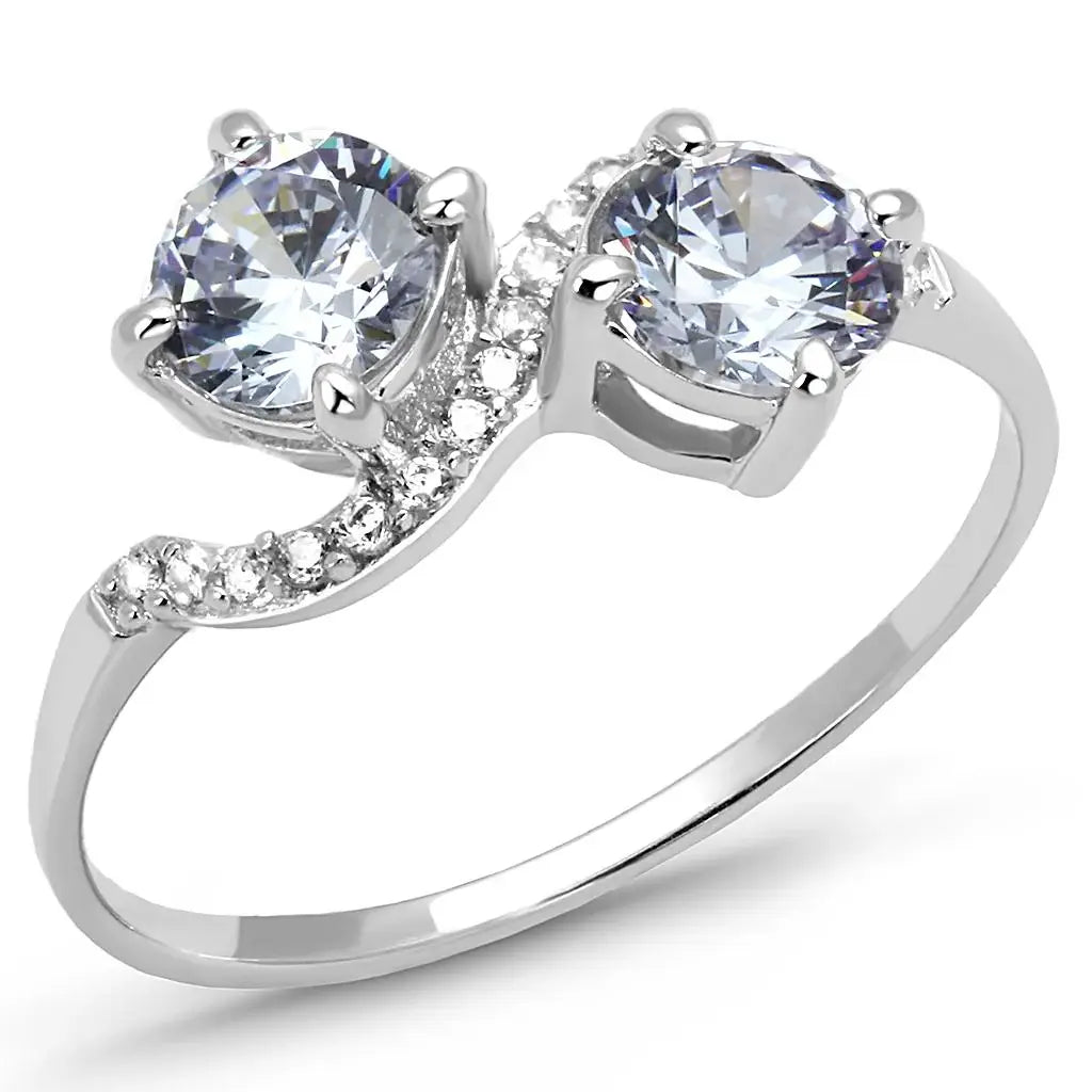 TS577 - Rhodium 925 Sterling Silver Ring with AAA Grade CZ in Light Amethyst - Alamode - Flyclothing LLC