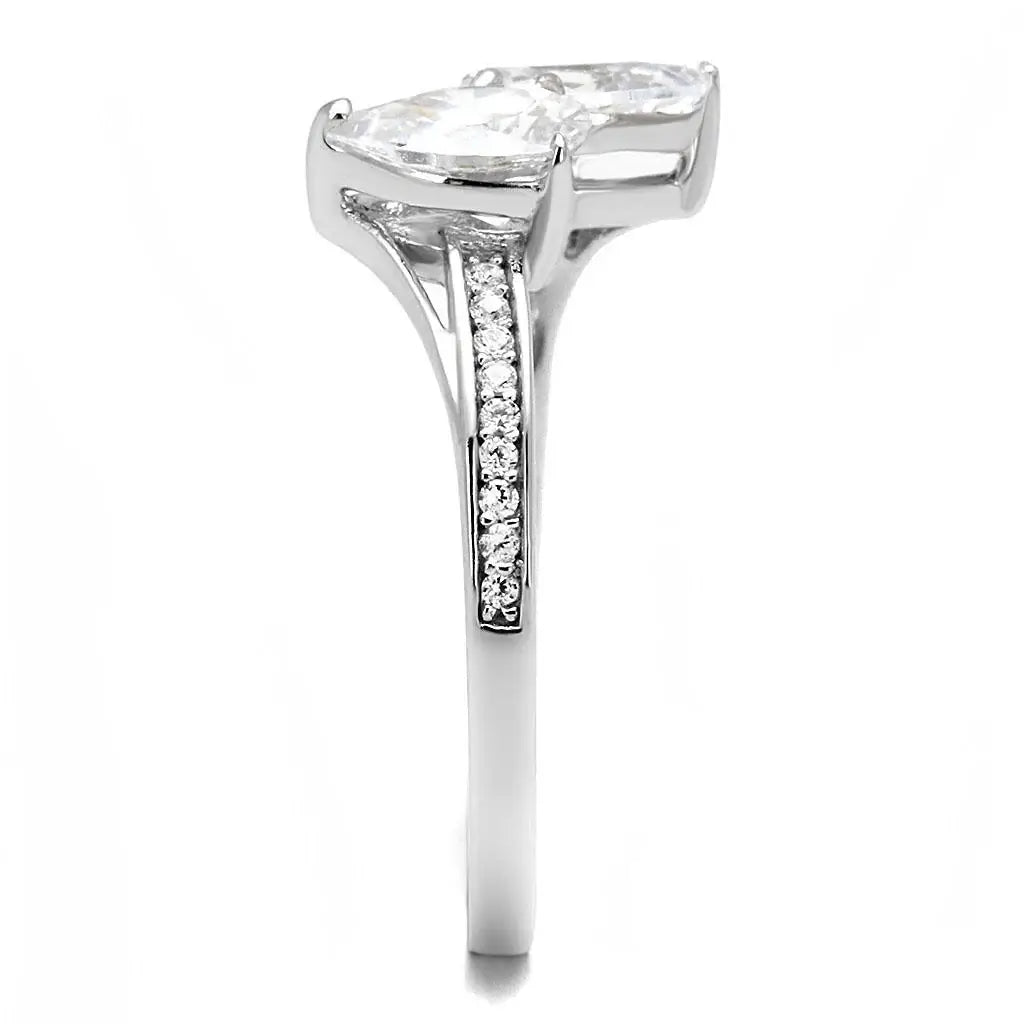 TS578 - Rhodium 925 Sterling Silver Ring with AAA Grade CZ in Clear - Alamode - Flyclothing LLC