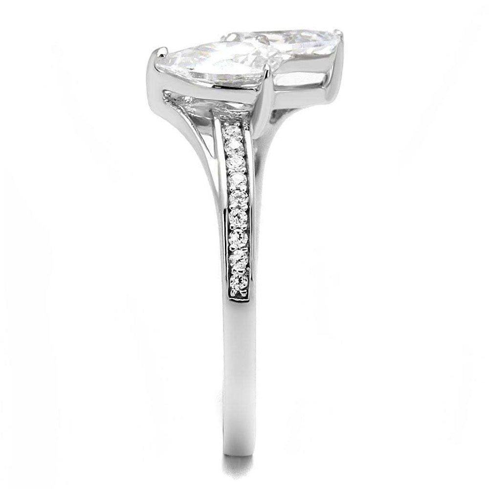 TS578 - Rhodium 925 Sterling Silver Ring with AAA Grade CZ in Clear - Alamode - Flyclothing LLC